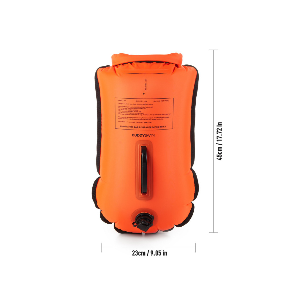 BuddySwim Bojka pływacka asekuracyjna 20l Orange + czepek