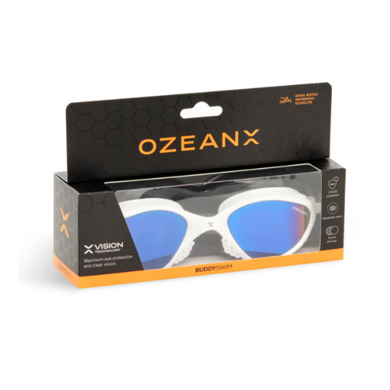 BuddySwim Okulary Do Pływania Open Water OzeanX White/Blue Mirror