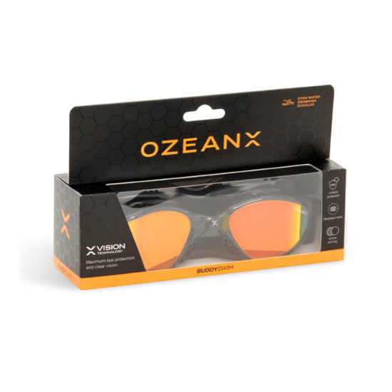 BuddySwim Okulary Do Pływania Open Water OzeanX Black/Orange Mirror