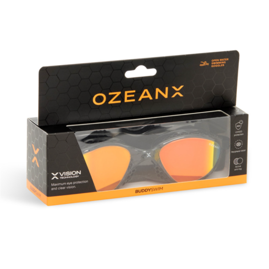 BuddySwim Okulary Do Pływania Open Water OzeanX Black/Orange Mirror