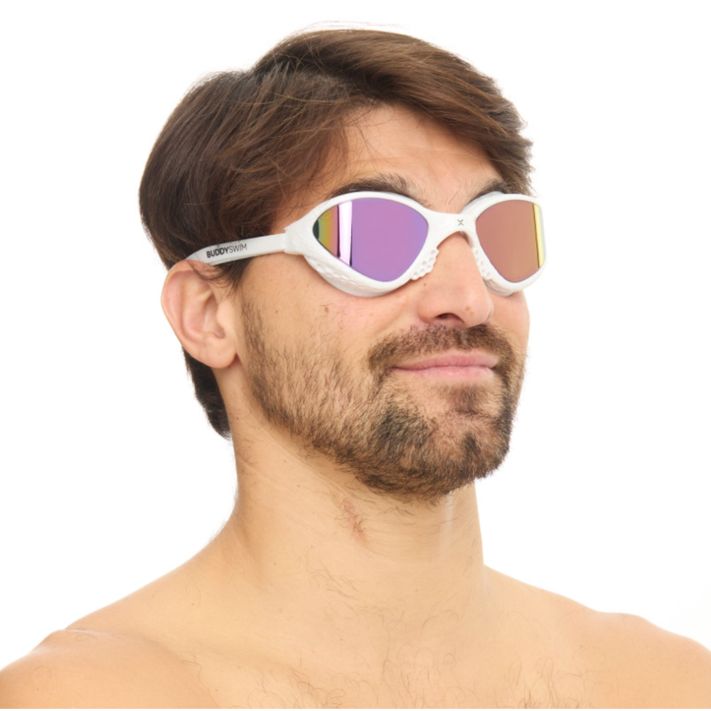 BuddySwim Okulary Do Pływania Open Water OzeanX White/Iridium Mirror