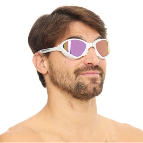 BuddySwim Okulary Do Pływania Open Water OzeanX White/Iridium Mirror