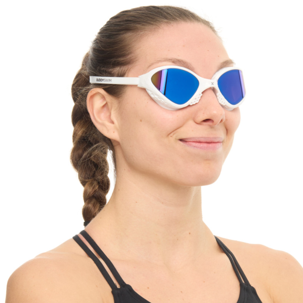 BuddySwim Okulary Do Pływania Open Water OzeanX White/Blue Mirror