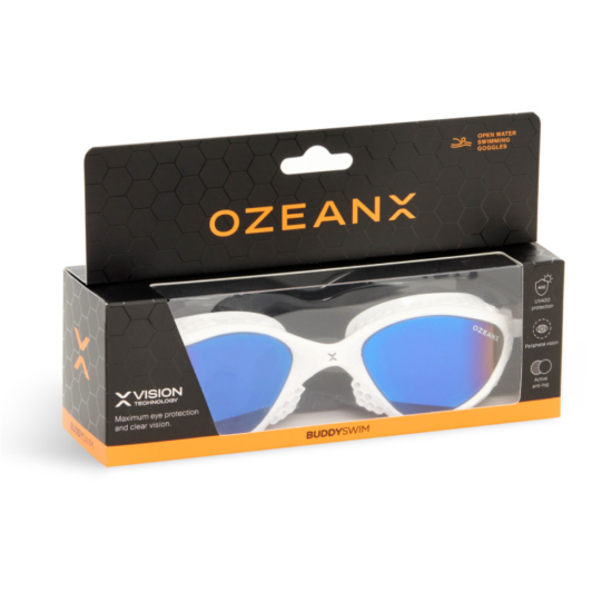 BuddySwim Okulary Do Pływania Open Water OzeanX White/Blue Mirror