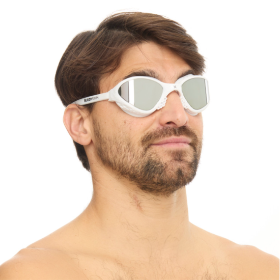 BuddySwim Okulary Do Pływania Open Water OzeanX White/Silver Mirror