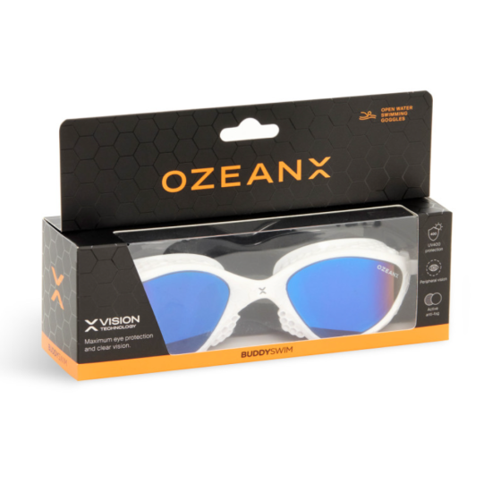 BuddySwim Okulary Do Pływania Open Water OzeanX White/Silver Mirror