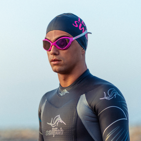 BuddySwim Okulary Do Pływania Open Water OzeanX Pink-White/Iridium Mirror