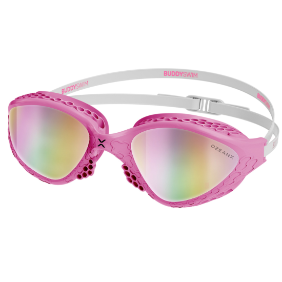 BuddySwim Okulary Do Pływania Open Water OzeanX Pink-White/Iridium Mirror