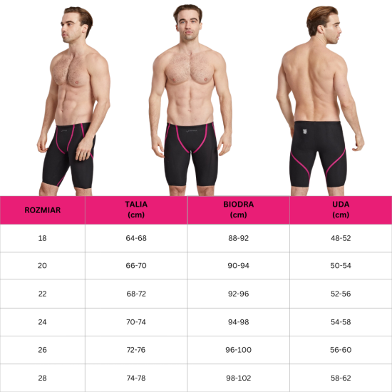 FINIS Męski Strój Startowy R3 Ascent Jammer Black/Pink