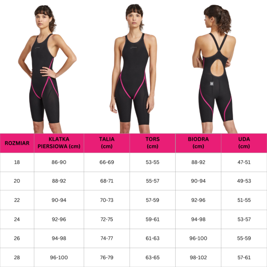 FINIS Damski Strój Startowy R3 Ascent Openback Black/Pink