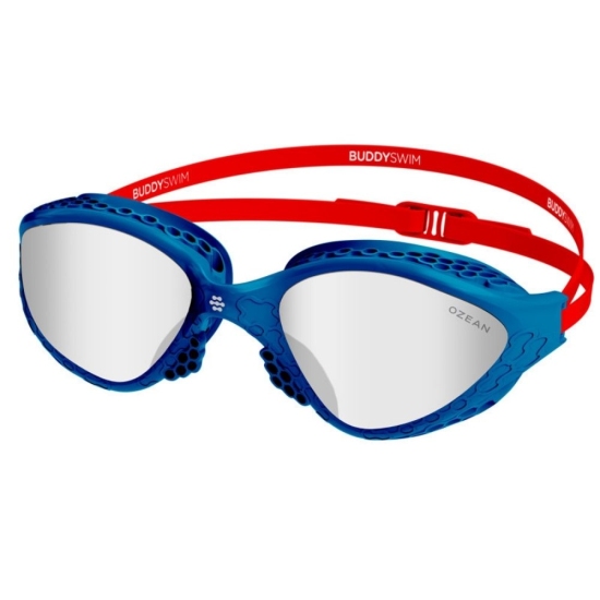 BuddySwim Okulary Do Pływania Open Water OzeanX Navy-Red/ Clear Mirror