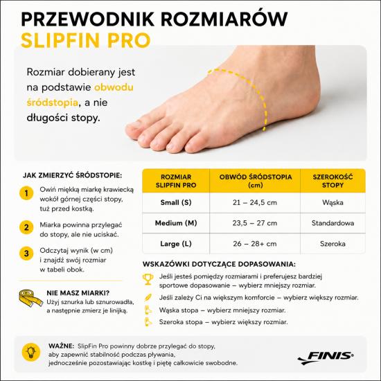 FINIS Płetwy do pływania SlipFin Pro Tabela rozmiarów