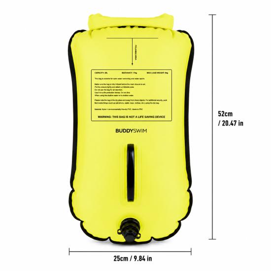 BuddySwim Bojka pływacka asekuracyjna 28l Yellow + czepek