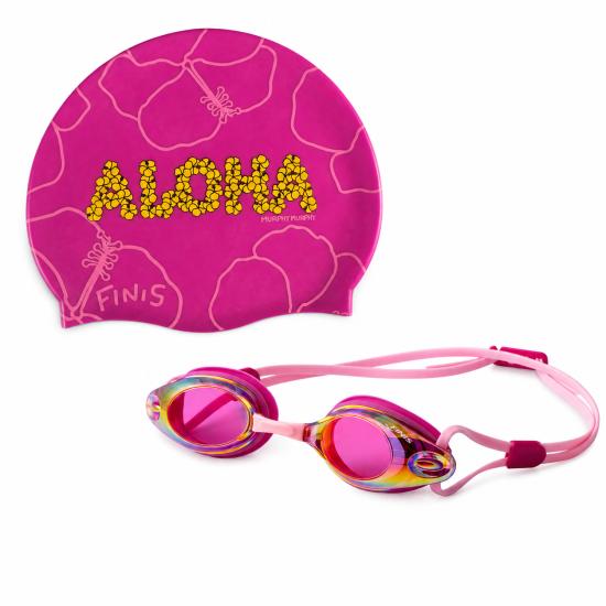Zestaw Pink – czepek Pink Aloha + okularki Bolt Orchid Mirror